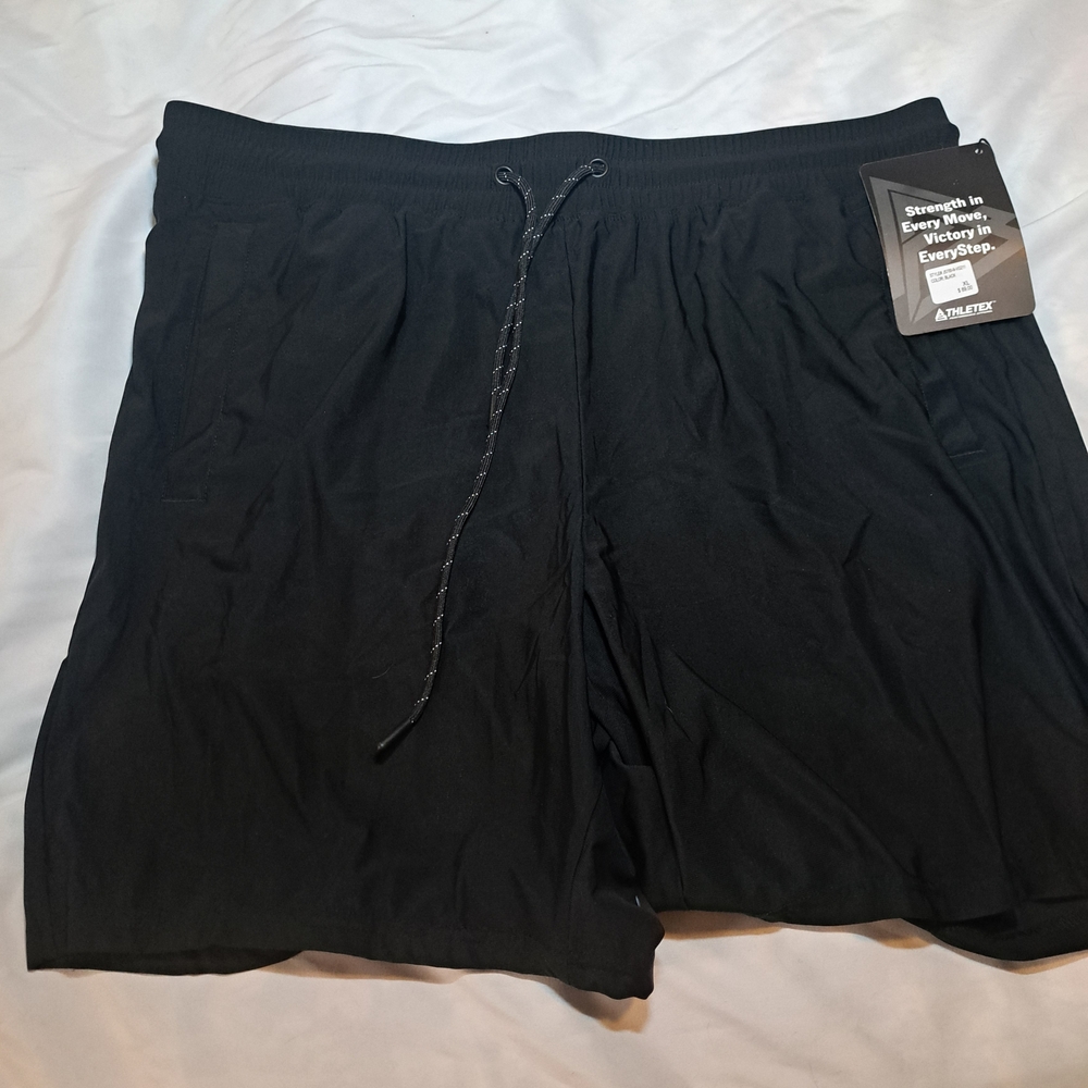 Men's Black Athletic Performance Shorts with Drawstring